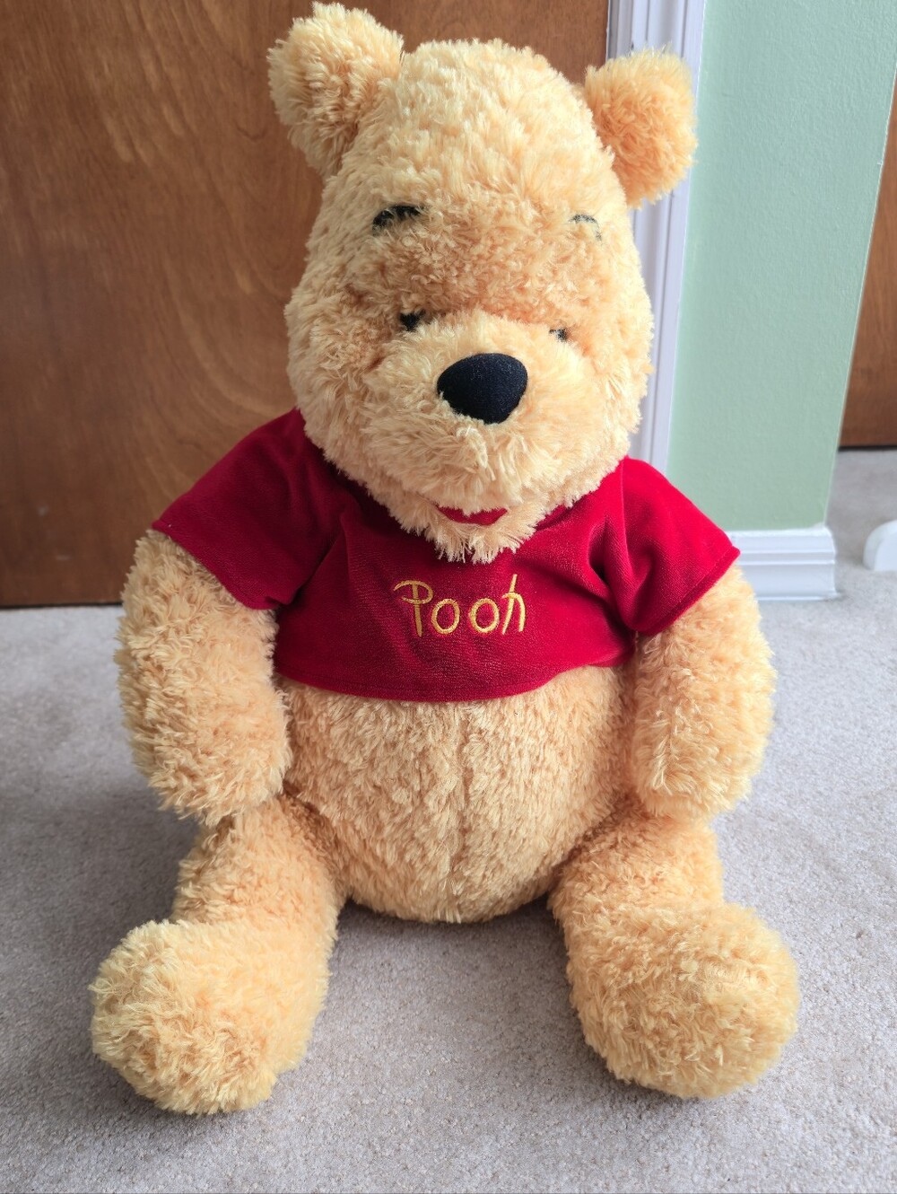 Disney Store Large Cuddler Winnie the Pooh Bear 18" Fuzzy Shaggy Plush